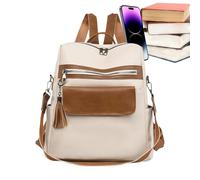 Générique Women Bag, Large Capacity Bookbag, Stylish Tassel Zipper Pendant 13.39x6.3in, Versatile & Spacious Bag, Pu Leather Backpack for Girls, Work and School