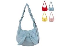 Générique Women Bowknot Shoulder Bag Bow Mini Underarm Cute Pleated Crossbody Slouchy Bag for Daily Commuting Shopping Handbag (Blue)
