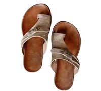 Générique Women Comfy Sandal Big Toe Correction Sandal Orthopedic Bunion Corrector Summer Sandals PU Leather Platform Flat Sole Beach Shoes (Gray, 39)
