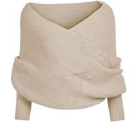 Générique Women Fall Winter Snowfall Sweater Scarf with Sleeves Multi-Use Wrap Blanket Scarf Crochet Knitted Shawl Cape (khaki,10TG)