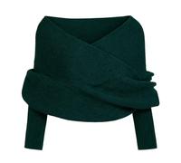 Générique Women Fall Winter Snowfall Sweater Scarf with Sleeves Multi-Use Wrap Blanket Scarf Crochet Knitted Shawl Cape (green,10TG)