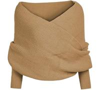 Générique Women Fall Winter Snowfall Sweater Scarf with Sleeves Multi-Use Wrap Blanket Scarf Crochet Knitted Shawl Cape (brown,10TG)