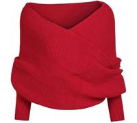 Générique Women Fall Winter Snowfall Sweater Scarf with Sleeves Multi-Use Wrap Blanket Scarf Crochet Knitted Shawl Cape (red,10TG)