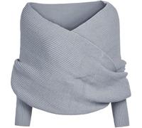Générique Women Fall Winter Snowfall Sweater Scarf with Sleeves Multi-Use Wrap Blanket Scarf Crochet Knitted Shawl Cape (gray,10TG)