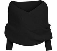 Générique Women Fall Winter Snowfall Sweater Scarf with Sleeves Multi-Use Wrap Blanket Scarf Crochet Knitted Shawl Cape (black,10TG)