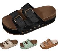 Générique Women Platform Sandals Cork Wedge Clogs Open Toe Slip On Adjustable Buckle Arch Support Wide Width Chunky Slides Summer Beach Mules (black,43)