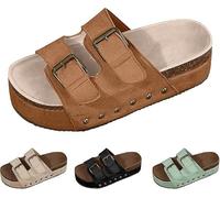 Générique Women Platform Sandals Cork Wedge Clogs Open Toe Slip On Adjustable Buckle Arch Support Wide Width Chunky Slides Summer Beach Mules (brown,43)