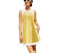 Générique Women’s 2 Piece Sets Boho Color Block Dresses Summer Casual Sleeveless Crewneck Tops Shorts Matching Set with Pockets (yellow,L)