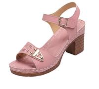 Générique Women’s Chunky Block Heel Sandals Open Toe Adjustable Ankle Strap Comfortable Summer Beach Casual Dressy Wedge Shoes (pink,40)