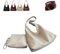 Générique Women‘s Faux Leather Tote Bag, Vintage Large Capacity Shoulder Bag Y2K Hobo Handbag, Stylish Everyday Handbags (White,Buckle)