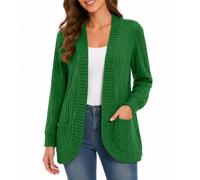 Générique Women’s Long Sleeve Ribbed Knit Cardigan, Lightweight Oversized Open Front Fall Sweater Coat with Pockets (Grand,Green)