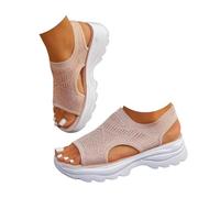 Générique Women’s Open Toe Sneaker Sandals 2026 Orthopedic Comfortable Arch Support Breathable Mesh Platform Slip-On Walking Shoes Summer Outdoor Sport Vacation Hiking Sandals (pink,37)