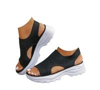 Générique Women’s Open Toe Sneaker Sandals 2026 Orthopedic Comfortable Arch Support Breathable Mesh Platform Slip-On Walking Shoes Summer Outdoor Sport Vacation Hiking Sandals (black,39)