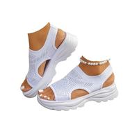Générique Women’s Open Toe Sneaker Sandals 2026 Orthopedic Comfortable Arch Support Breathable Mesh Platform Slip-On Walking Shoes Summer Outdoor Sport Vacation Hiking Sandals (white,37)