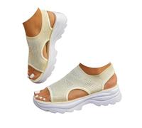 Générique Women’s Open Toe Sneaker Sandals 2026 Orthopedic Comfortable Arch Support Breathable Mesh Platform Slip-On Walking Shoes Summer Outdoor Sport Vacation Hiking Sandals (light yellow,41)