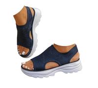 Générique Women’s Open Toe Sneaker Sandals 2026 Orthopedic Comfortable Arch Support Breathable Mesh Platform Slip-On Walking Shoes Summer Outdoor Sport Vacation Hiking Sandals (dark blue,41)