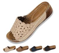 Générique Women’s Orthopedic Wedge Sandals with Breathable Floral Straps, Non-Slip Arch Support & Adjustable Toe Clasp, 2025 Trendy Walking Shoes (White,40)