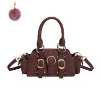 Générique Women’s PU Studded Crossbody, Vintage-Inspired Top Handle Small Handbag, Fall Chic Belt Buckle Design Shoulder Purse