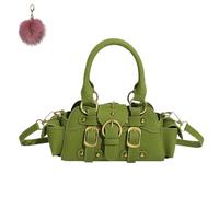 Générique Women’s PU Studded Crossbody, Vintage-Inspired Top Handle Small Handbag, Fall Chic Belt Buckle Design Shoulder Purse