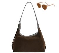 Générique Women’s Soft Suede Slouchy Hobo Bag, Roomy Vintage Shoulder Bag for Fall Winter, Trendy Elegant Large Capacity Crossbody