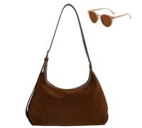 Générique Women’s Soft Suede Slouchy Hobo Bag, Roomy Vintage Shoulder Bag for Fall Winter, Trendy Elegant Large Capacity Crossbody