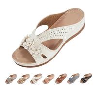 Générique Women’s Wedge Sandals 2026 - Orthopedic Arch Support Open Toe Floral Slip On Platform Sandals for Women, Comfortable Dressy Casual Summer Walking Beach Slides (white,43)