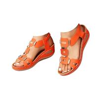 Générique Women’s Wedge Sandals Low Heel Platform Sandals for Women Elastic Ankle Strap Open Toe Slip On Comfortable Lightweight Dressy Summer Casual Slingback (orange,36)