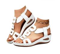 Générique Women’s Wedge Sandals Low Heel Platform Sandals for Women Elastic Ankle Strap Open Toe Slip On Comfortable Lightweight Dressy Summer Casual Slingback (white,41)