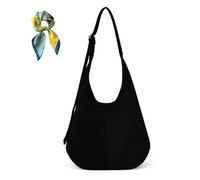 Générique Women Simple Commute Underarm Suede Purse,Brown Slouchy Hobo Shoulder Bags,Trendy Fall Crossbody Bag Travel Work (Black)