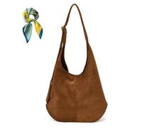 Générique Women Simple Commute Underarm Suede Purse,Brown Slouchy Hobo Shoulder Bags,Trendy Fall Crossbody Bag Travel Work (Brown)