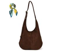Générique Women Simple Commute Underarm Suede Purse,Brown Slouchy Hobo Shoulder Bags,Trendy Fall Crossbody Bag Travel Work (Coffee)
