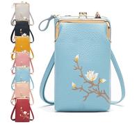 Générique Women Sling Cross-Body Wallet, Indefinitet Women Sling Cross-Body Wallet with Mobile Cell Phone Holder (Blue)
