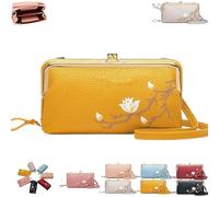 Générique Women Sling Cross-Body Wallet with Mobile Cell Phone Holder, Embroidery Phone Wallet Crossbody, for Travel & Daily Essentials (orange)