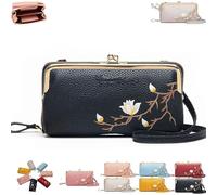 Générique Women Sling Cross-Body Wallet with Mobile Cell Phone Holder, Embroidery Phone Wallet Crossbody, for Travel & Daily Essentials (black)