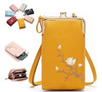 Générique Women Sling Cross-Body Wallet with Mobile Cell Phone Holder, Forever Savour Mobile Phone Bag for Women (Yellow)