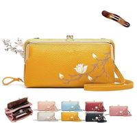 Générique Women Sling Cross-Body Wallet with Mobile Cell Phone Holder, Forever Savour Mobile Phone Bag cool (Yellow)