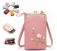 Générique Women Sling Cross-Body Wallet with Mobile Cell Phone Holder, Forever Savour Mobile Phone Bag for Women (Pink*A)