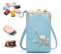 Générique Women Sling Cross-Body Wallet with Mobile Cell Phone Holder, Forever Savour Mobile Phone Bag for Women (Blue)