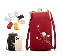 Générique Women Sling Cross-Body Wallet with Mobile Cell Phone Holder, Phone Bags For Women Crossbody, Mini Shoulder Purse Pocket, for Daily Adventures, Work, or Traveling (Wine Red,Mini)