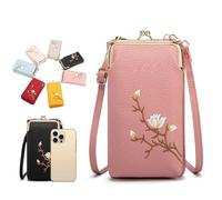 Générique Women Sling Cross-Body Wallet with Mobile Cell Phone Holder, Phone Bags For Women Crossbody, Mini Shoulder Purse Pocket, for Daily Adventures, Work, or Traveling (Dark Pink,Mini)