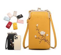 Générique Women Sling Cross-Body Wallet with Mobile Cell Phone Holder, Phone Bags For Women Crossbody, Mini Shoulder Purse Pocket, for Daily Adventures, Work, or Traveling (Yellow,Mini)