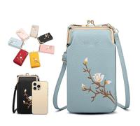 Générique Women Sling Cross-Body Wallet with Mobile Cell Phone Holder, Phone Bags For Women Crossbody, Mini Shoulder Purse Pocket, for Daily Adventures, Work, or Traveling (Blue,Mini)