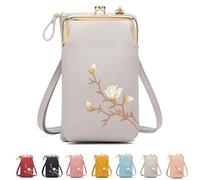 Générique Women Sling Cross-Body Wallet with Mobile Phone Holder - Large Leather Crossbody Bag for Travel, Passport Storage & Daily Use (Gray)