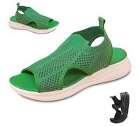 Générique Women Wide Fit Sandals Comfortable Orthopedic Platform Walking Sport Slides with Arch Support Breathable Mesh Shoes (Green,39)