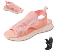 Générique Women Wide Fit Sandals Comfortable Orthopedic Platform Walking Sport Slides with Arch Support Breathable Mesh Shoes (Light Pink,38)