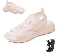 Générique Women Wide Fit Sandals Comfortable Orthopedic Platform Walking Sport Slides with Arch Support Breathable Mesh Shoes (White,41)