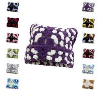 Générique Women Y2K Cat Ear Beanie Hat Slouchy Crochet Boho Floral Handmade Knitted Skully Caps Beanie Winter Warm Hat Neutral (G)