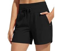 Générique Women's 5" Swim Board Shorts High Waisted Quick Dry Swimsuit Swimming Bottoms, Quick Dry High Waisted Swimsuit with Pockets (Black,Moyen)
