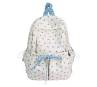 Générique Women's backpack with bow, kawaii floral backpack in aesthetic coquette preppy style, laptop bag for university, Casual backpacks (White)