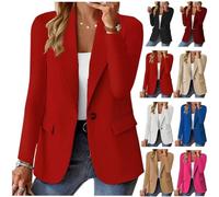 Générique Womens Blazers for Work Ccasual Open Front Long Sleeve Suit Jackets, Spring Summer Cardigan Work Suit (Red,TG)
